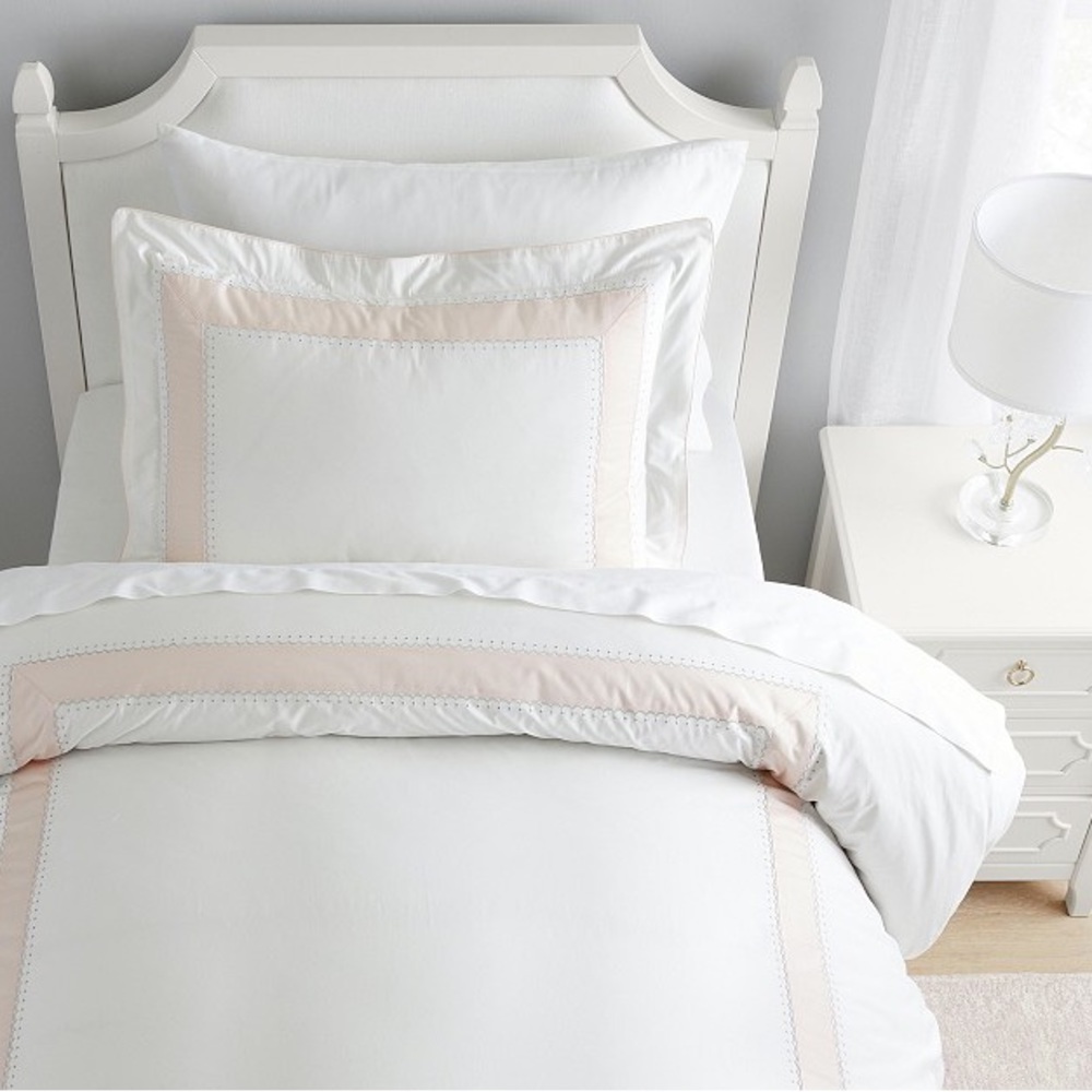 Monique Lhuillier Ethereal Pieced Sateen Duvet Cover